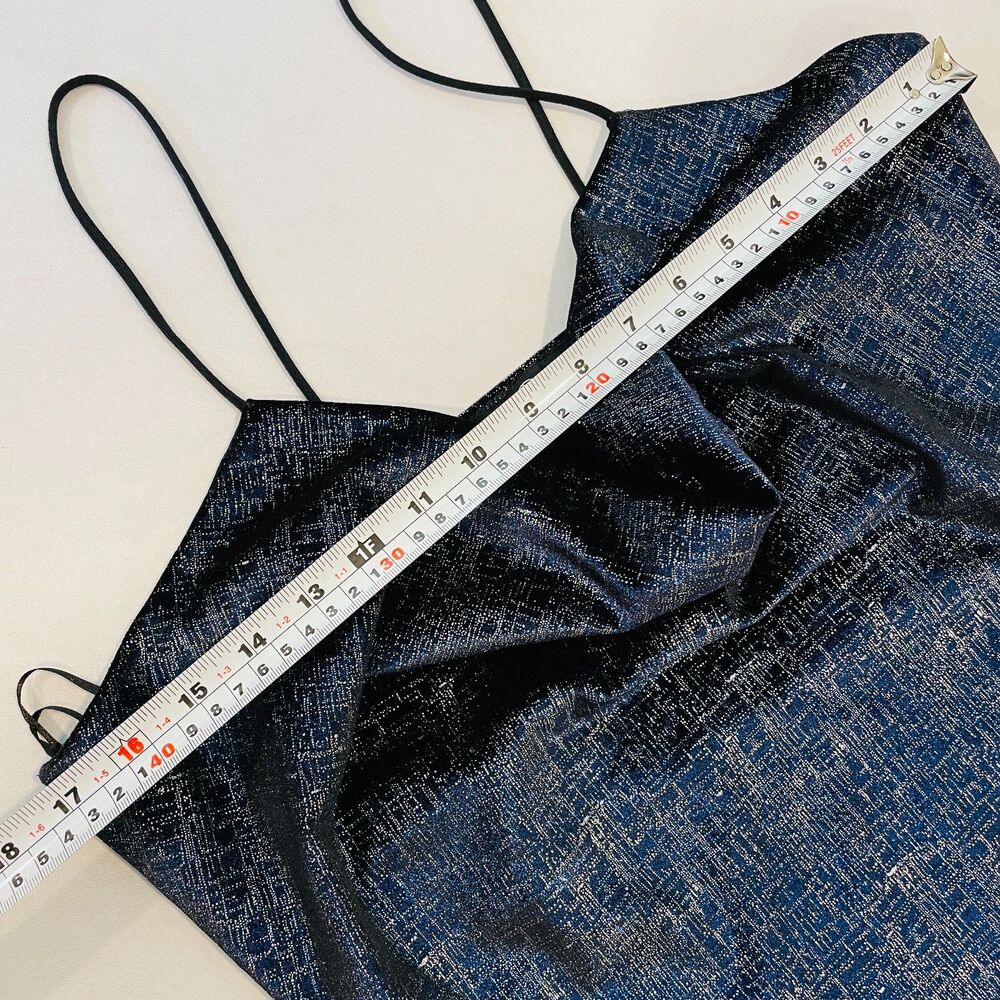 ~ New MissGuided 8 Dress Blue Mini Midnight/Navy Sleeveless Bodycon Sparkly NWOT - Picture 7 of 11